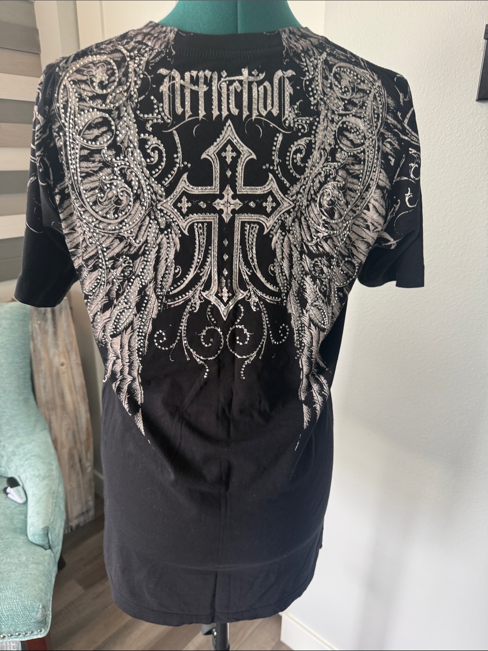 Affliction Black Tee with Silver Emblem - Picture 4 of 4